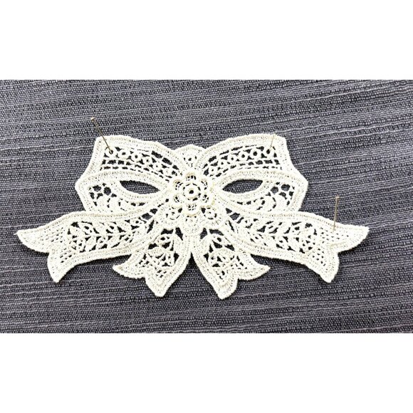 Set Of 6 Intricately Designed Ivory Bow Lace Appliques, Wedding Dress, Bridal Go - Picture 6 of 11